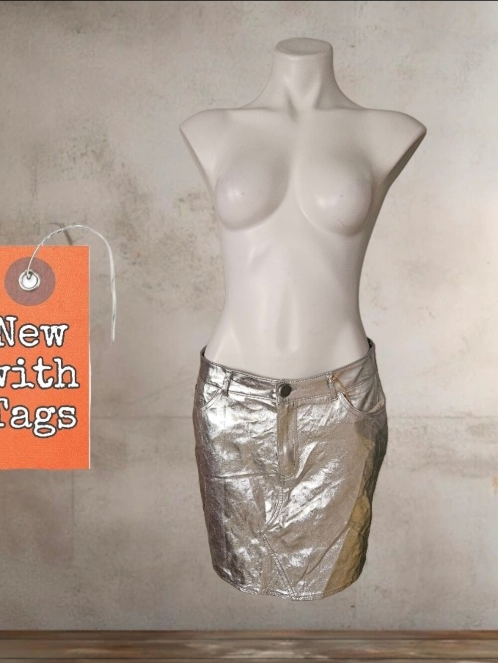 NWT/ Rewind Metallic Silver Mini Skirt Size 11/30